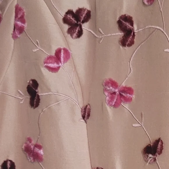 HYPE Vintage Silk Embroidered Dress Coat, Mauve/Wine/Pink, Size Large - Picture 9 of 15